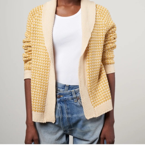 THE GREAT. the minicheck lodge cardigan - golden light s (1) - Picture 5 of 10